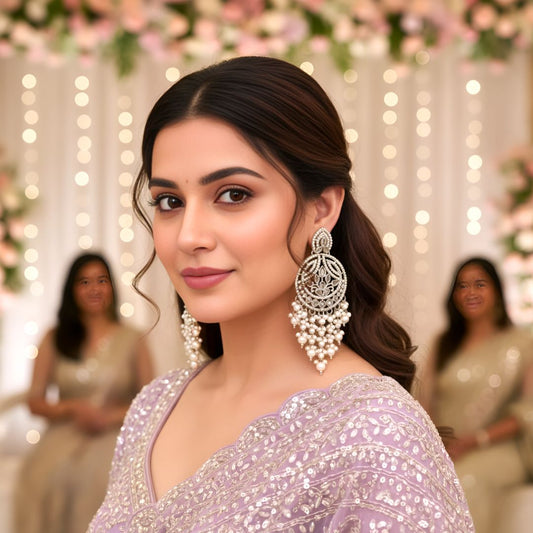 White Kundan Chandbali Earrings