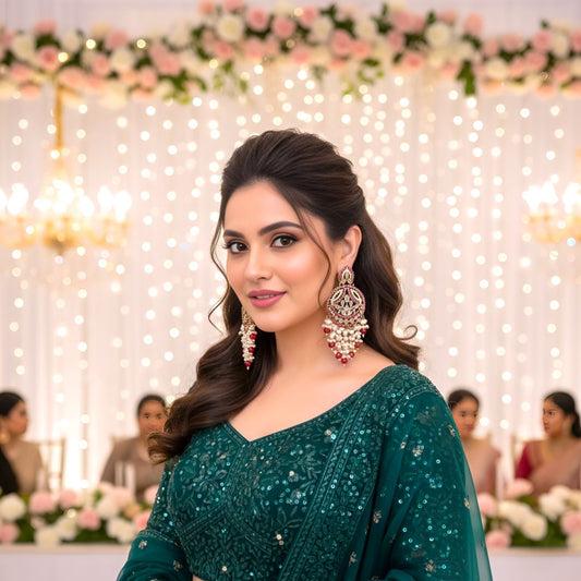 Red Kundan Chandbali Earrings