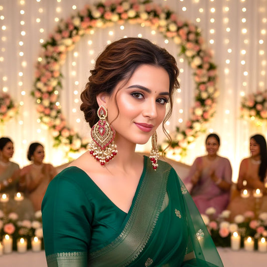 Rani Pink Kundan Chandbali Earrings