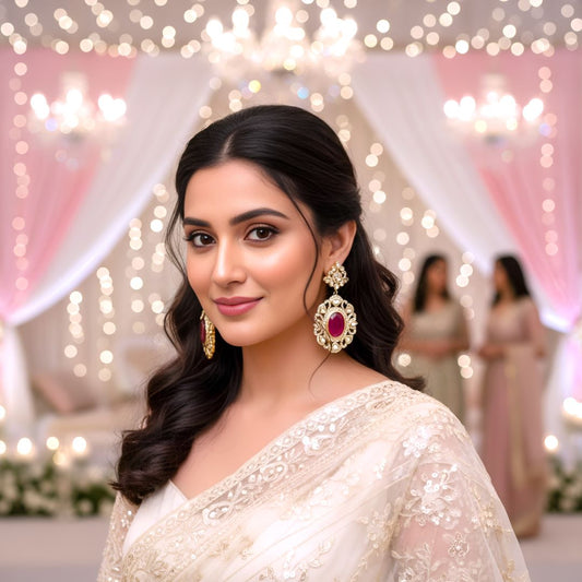 Rani Pink Kundan Dangler Earrings