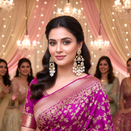 Ivory Kundan Chandbali Earrings, White Earrings