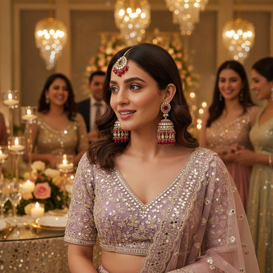 Rani Pink Chandra MaangTikka Set