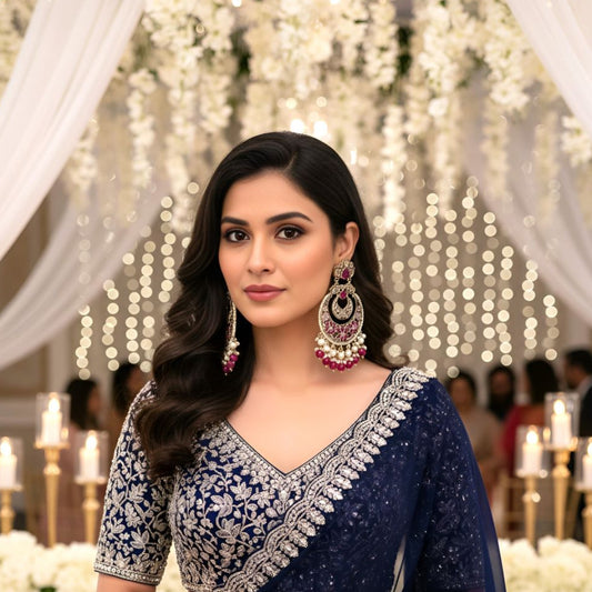 Rani Pink Kundan Chandbali Earrings