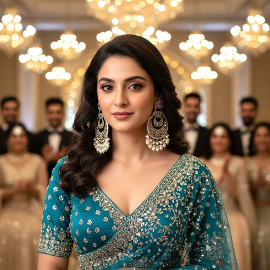 White Kundan Chandbali Earrings