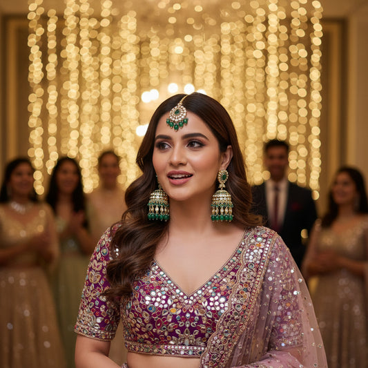 Emerald Kundan MaangTikka Set