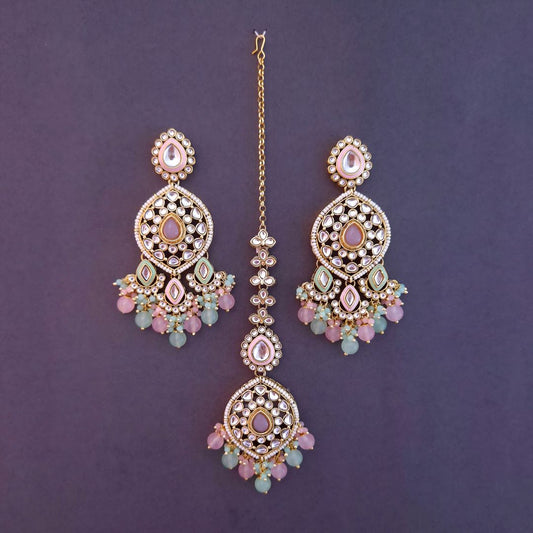 Multicolor Kundan Maang Tikka Set