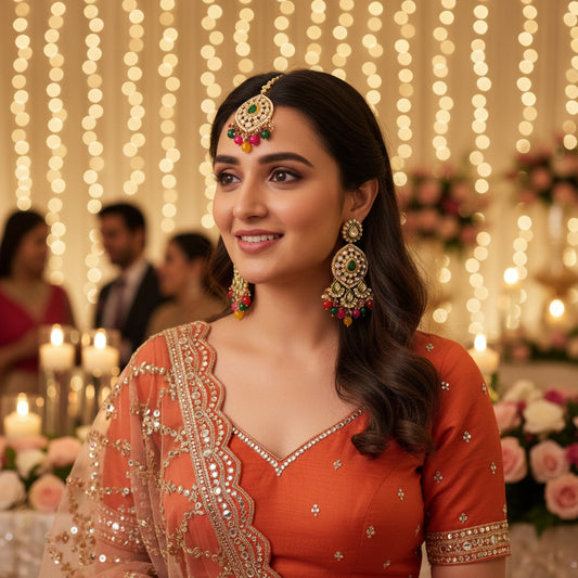 Multiclor Kundan Maang Tikka Set