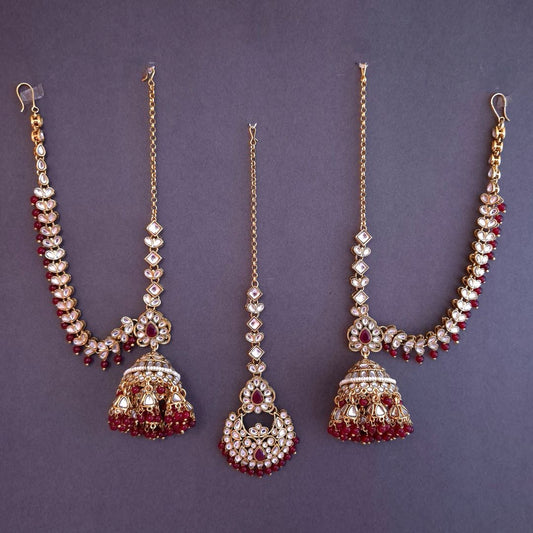 Rani Pink Kundan MaangTikka Set