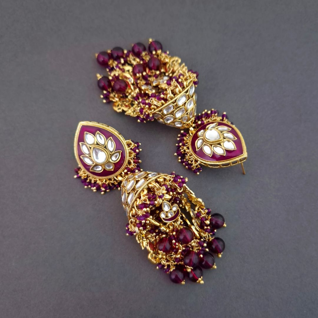 Multicolor Kundan Jhumki Earrings