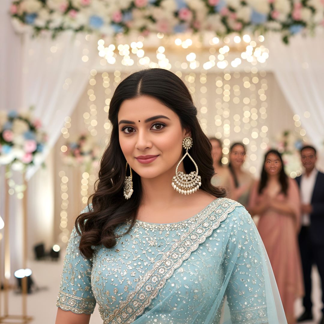 White Kundan Chandbali Earrings