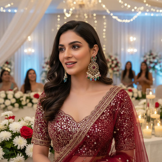 Multicolor Kundan Chandbali Earrings