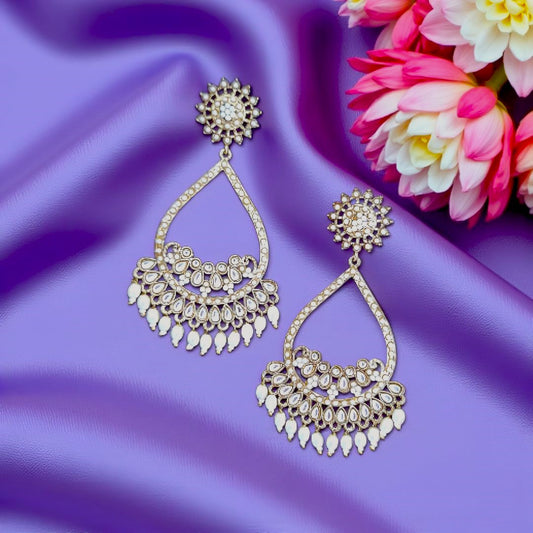 White Kundan Chandbali Earrings