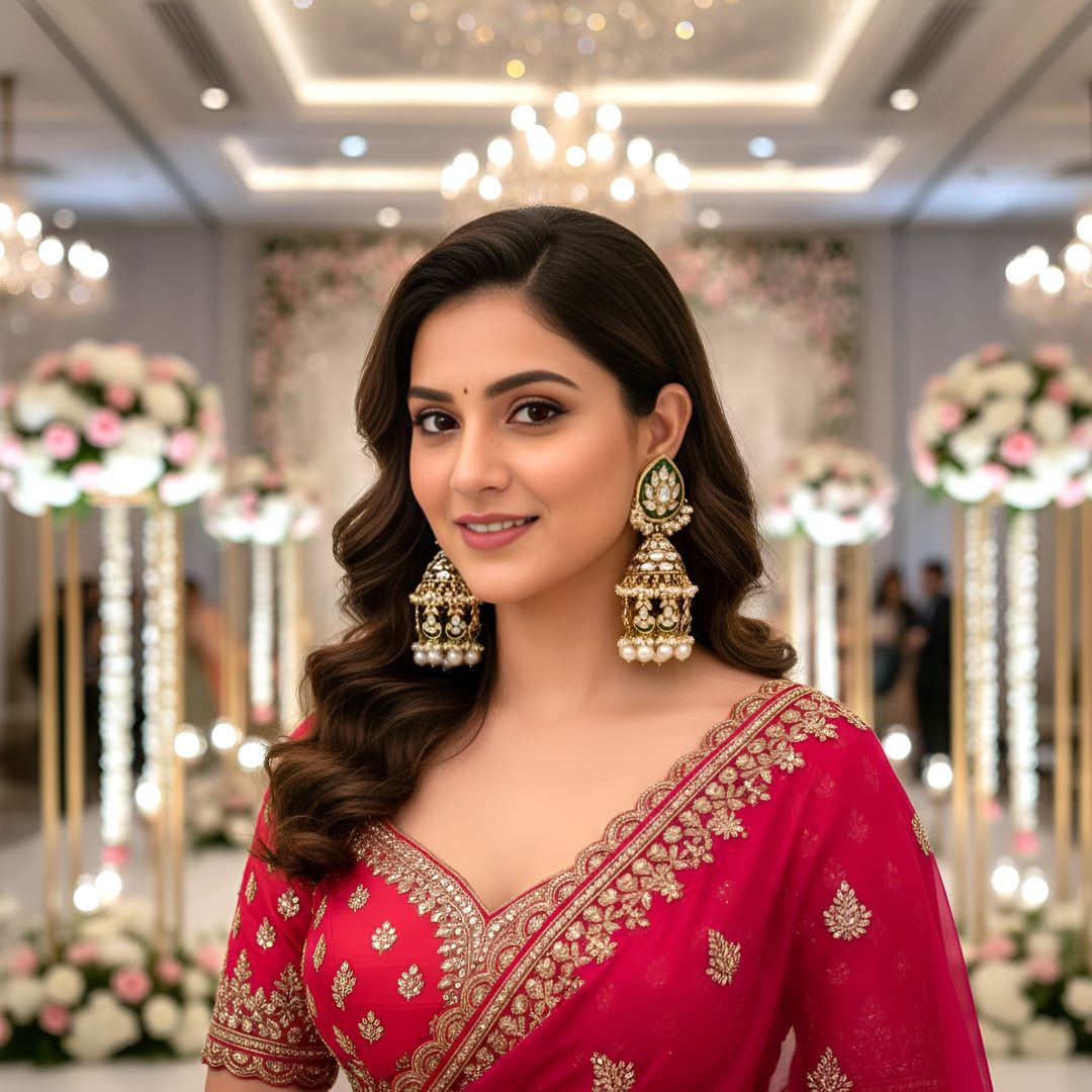 White Kundan Jhumki Earrings