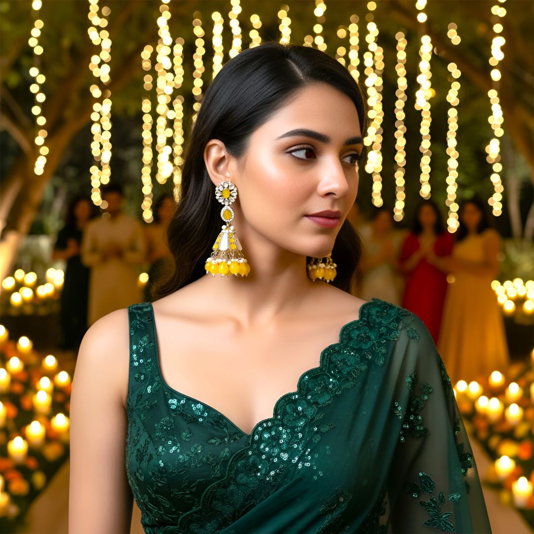 Yellow Brishti Jhumkis