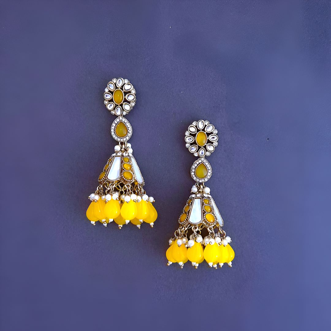 Yellow Brishti Jhumkis