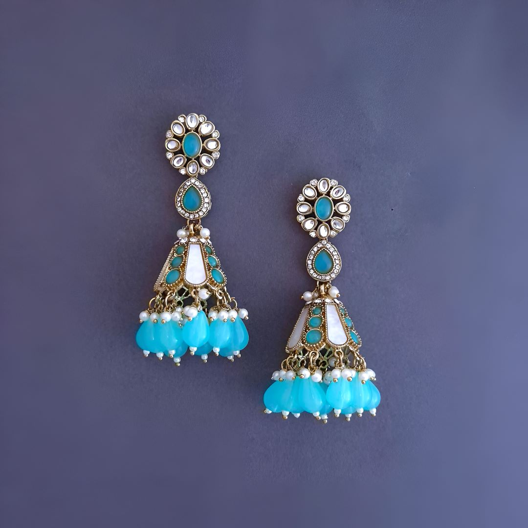 Turquoise Brishti Jhumkis