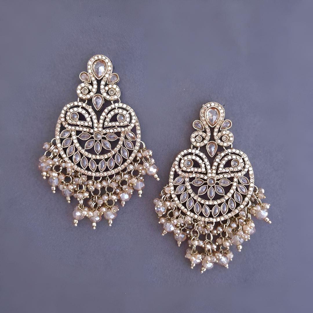Golden Kundan Chandbali Earrings