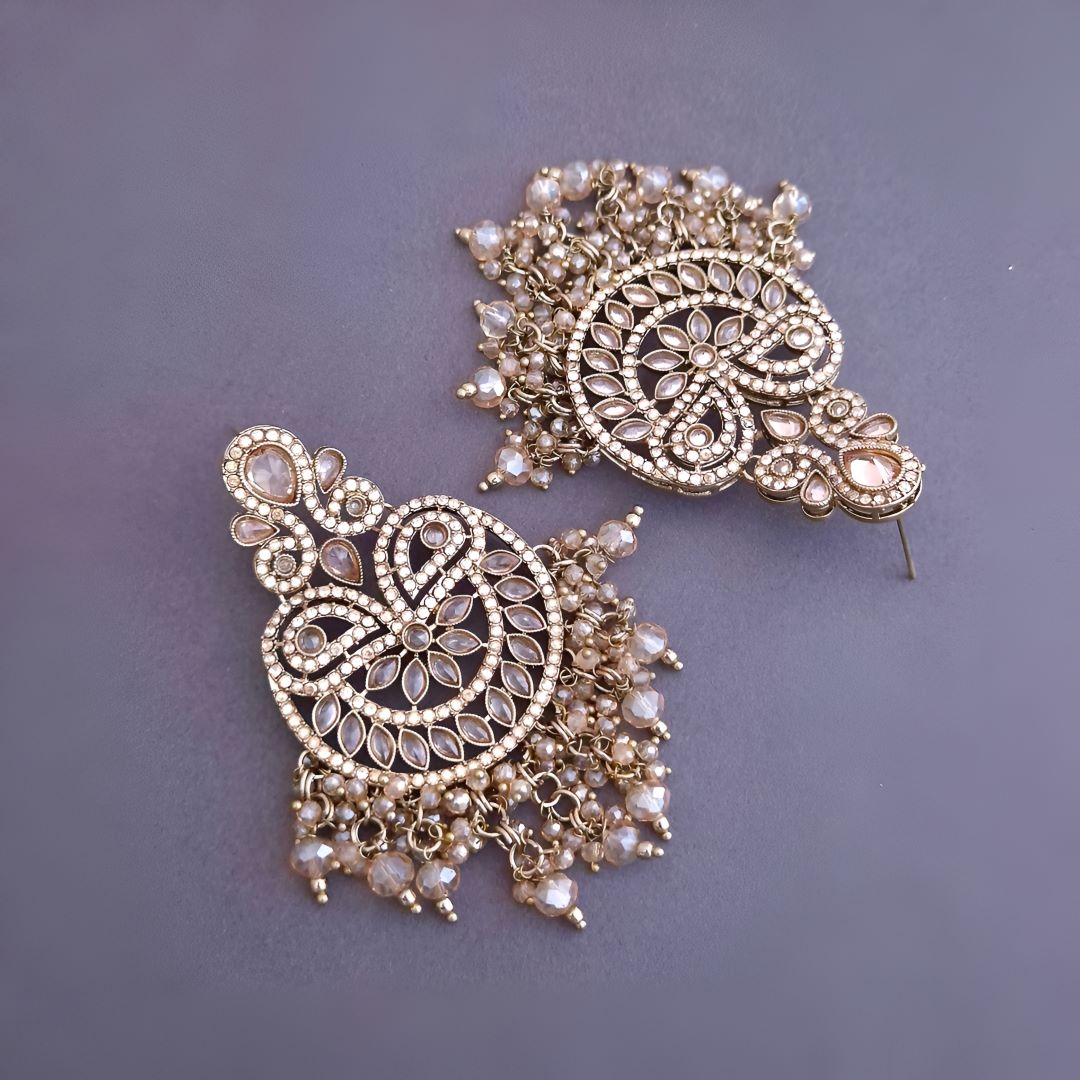 Golden Kundan Chandbali Earrings