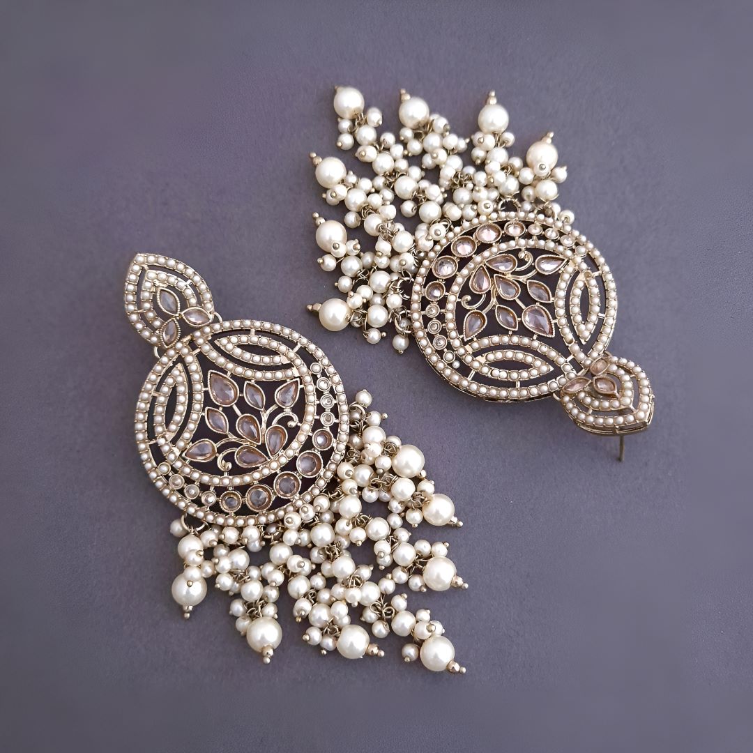 White Kundan Chandbali Earrings