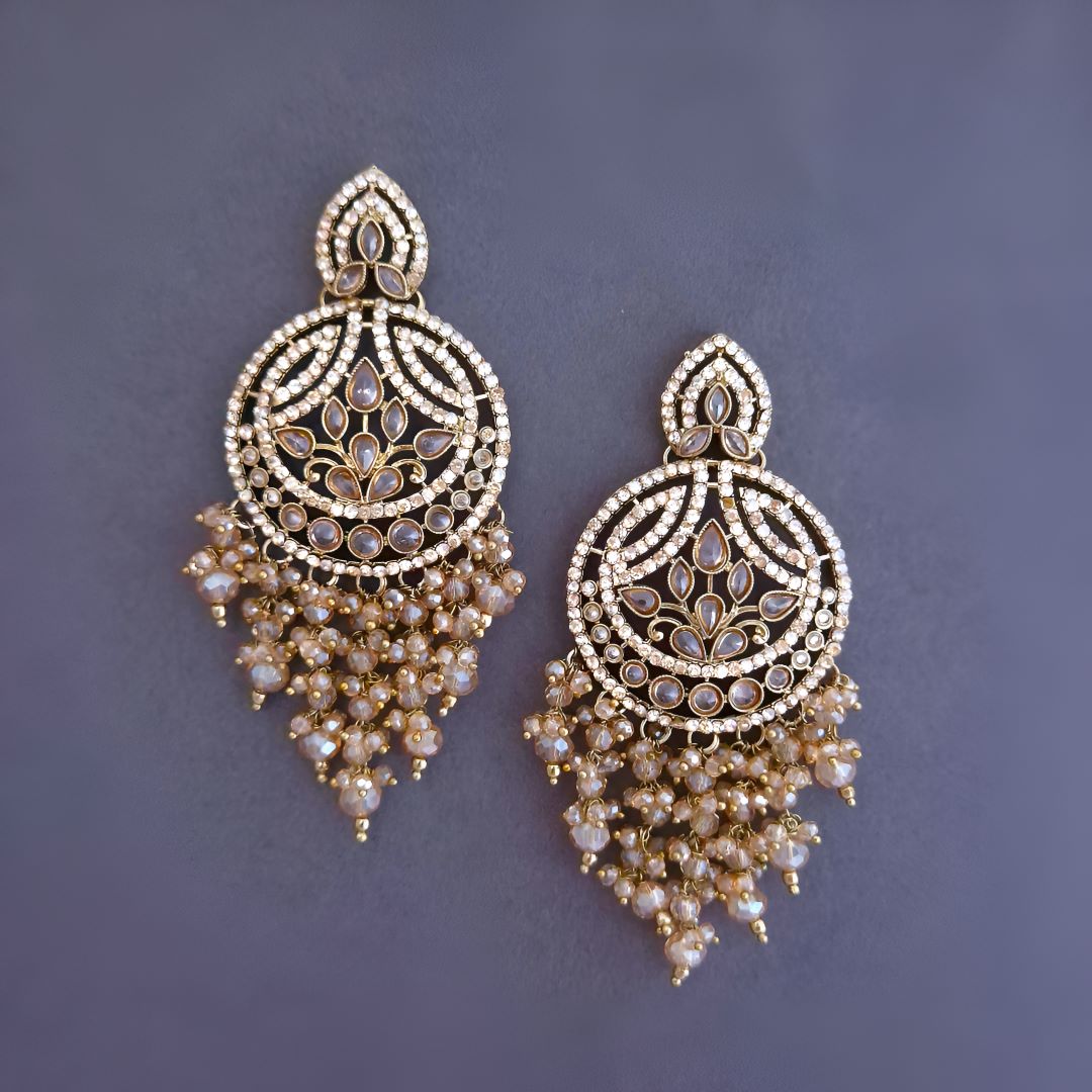 Golden Kundan Chandbali Earrings