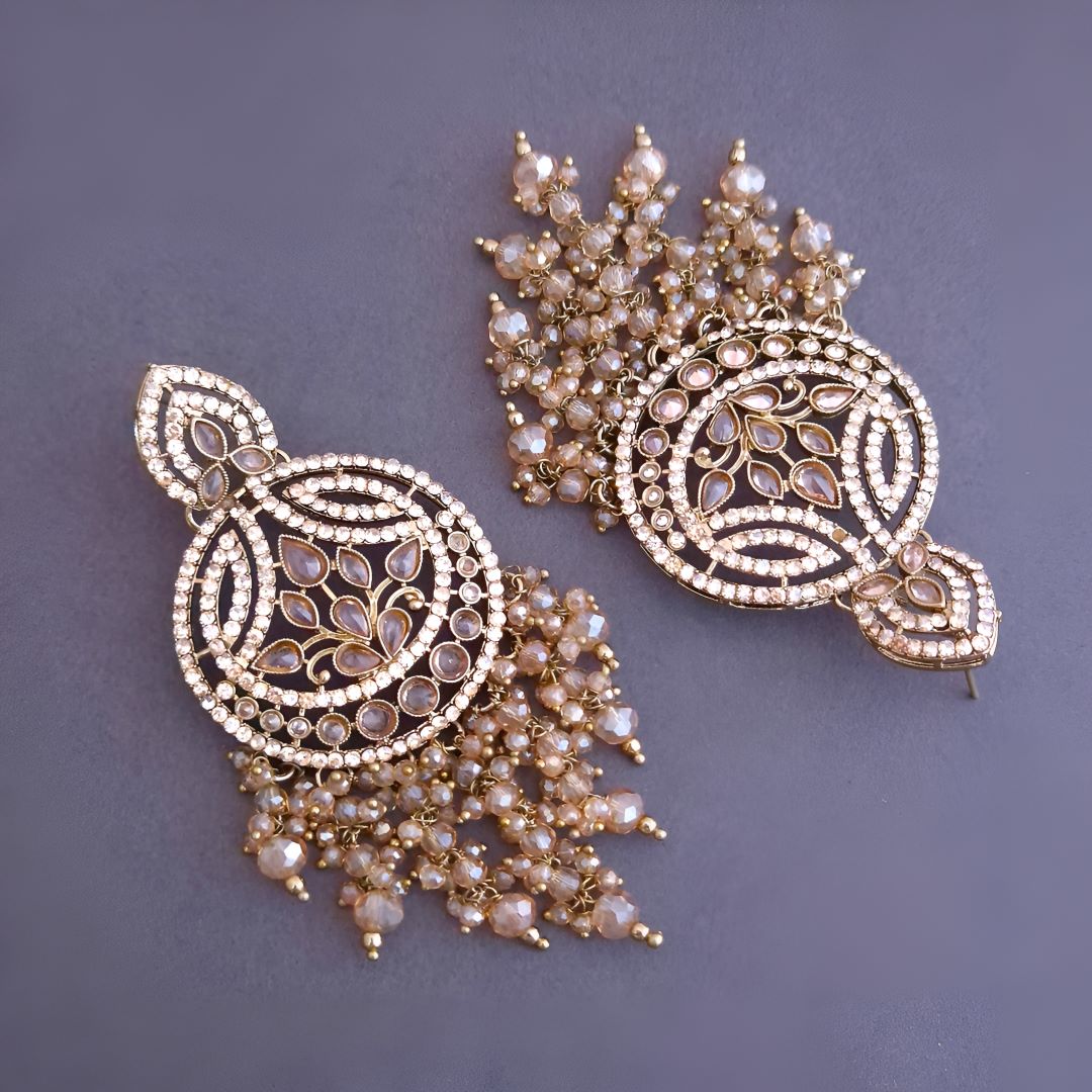 Golden Kundan Chandbali Earrings