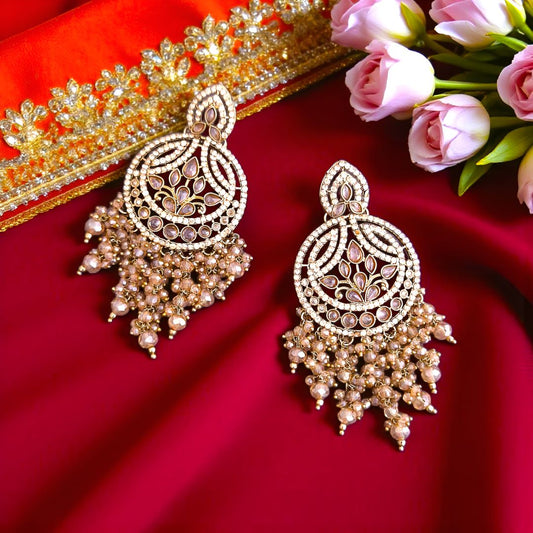 Golden Kundan Chandbali Earrings