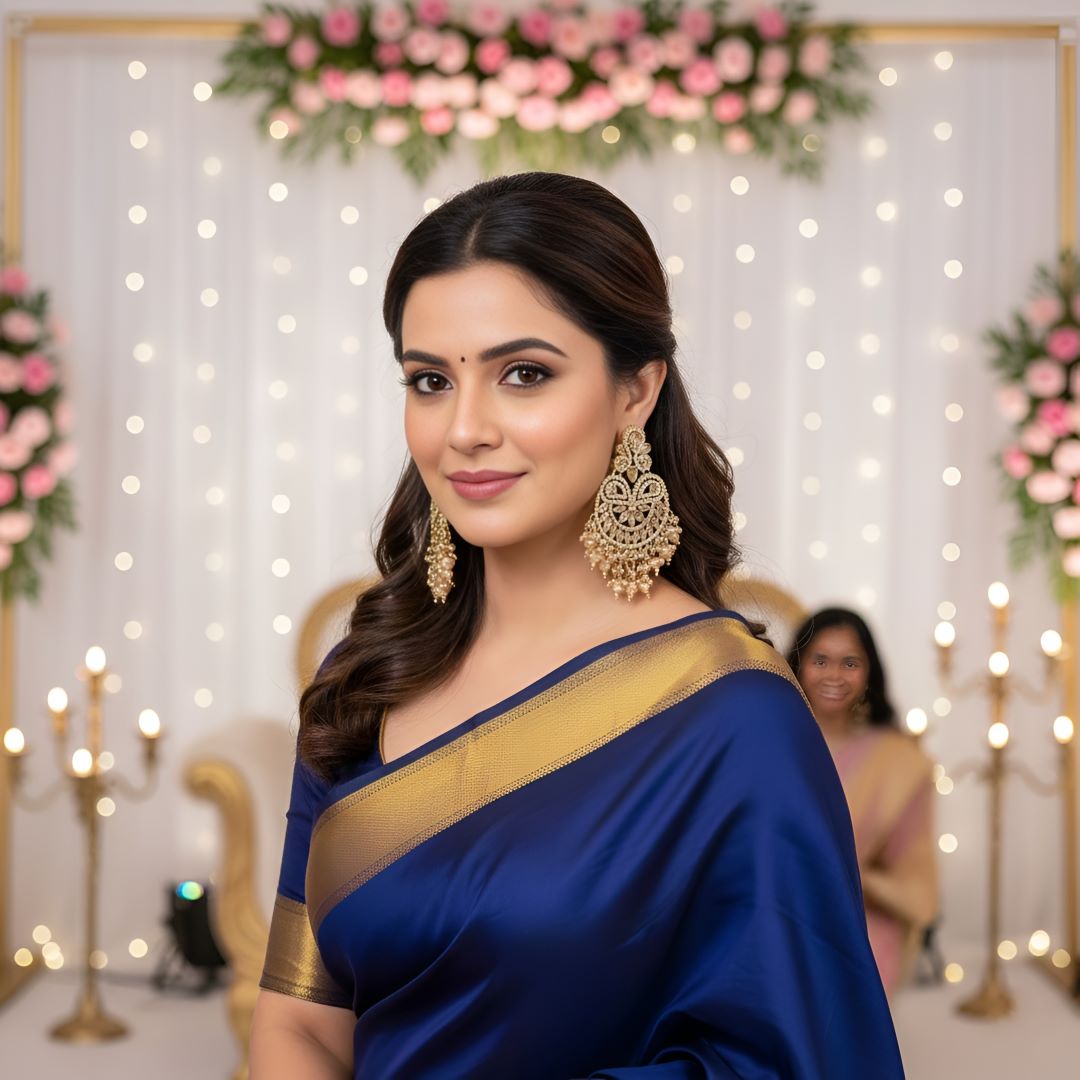Golden Kundan Chandbali Earrings