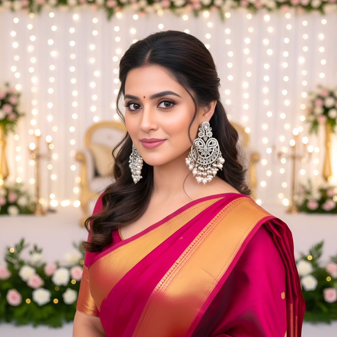 White Kundan Chandbali Earrings