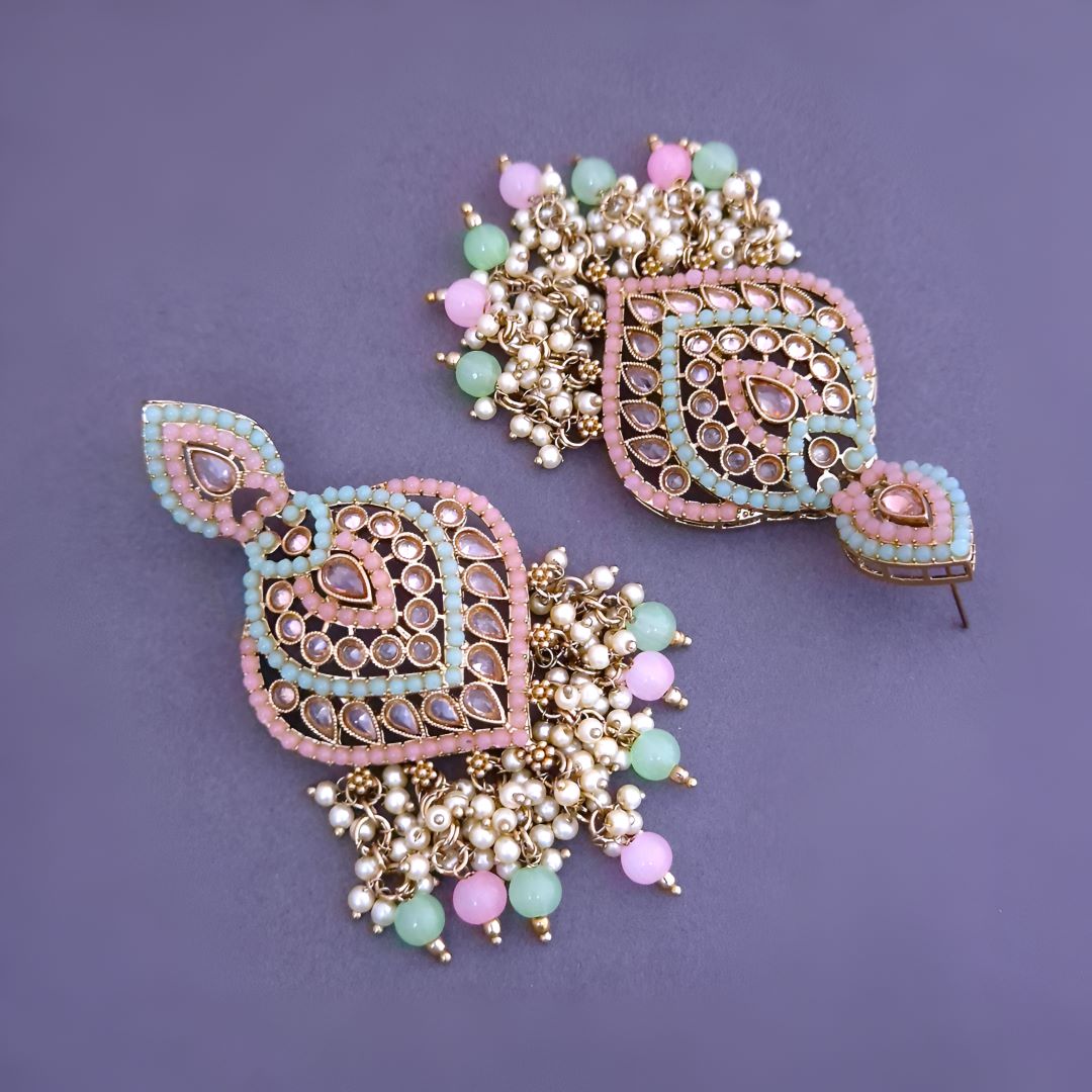 Multicolor Kundan Chandbali Earrings