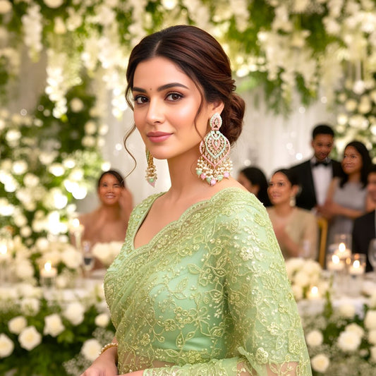 Multicolor Kundan Chandbali Earrings