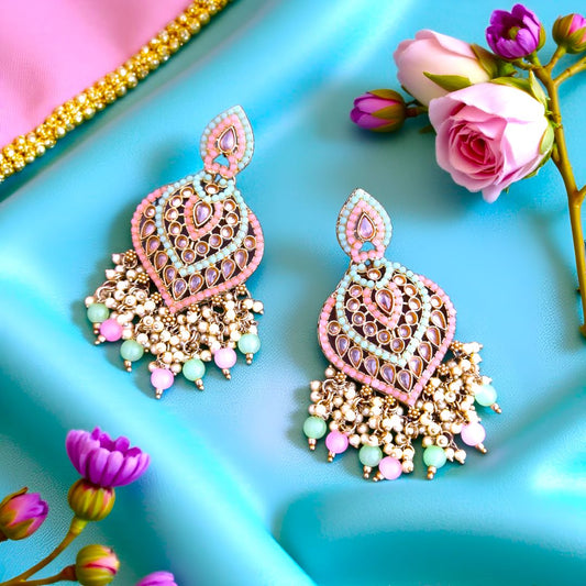 Multicolor Kundan Chandbali Earrings