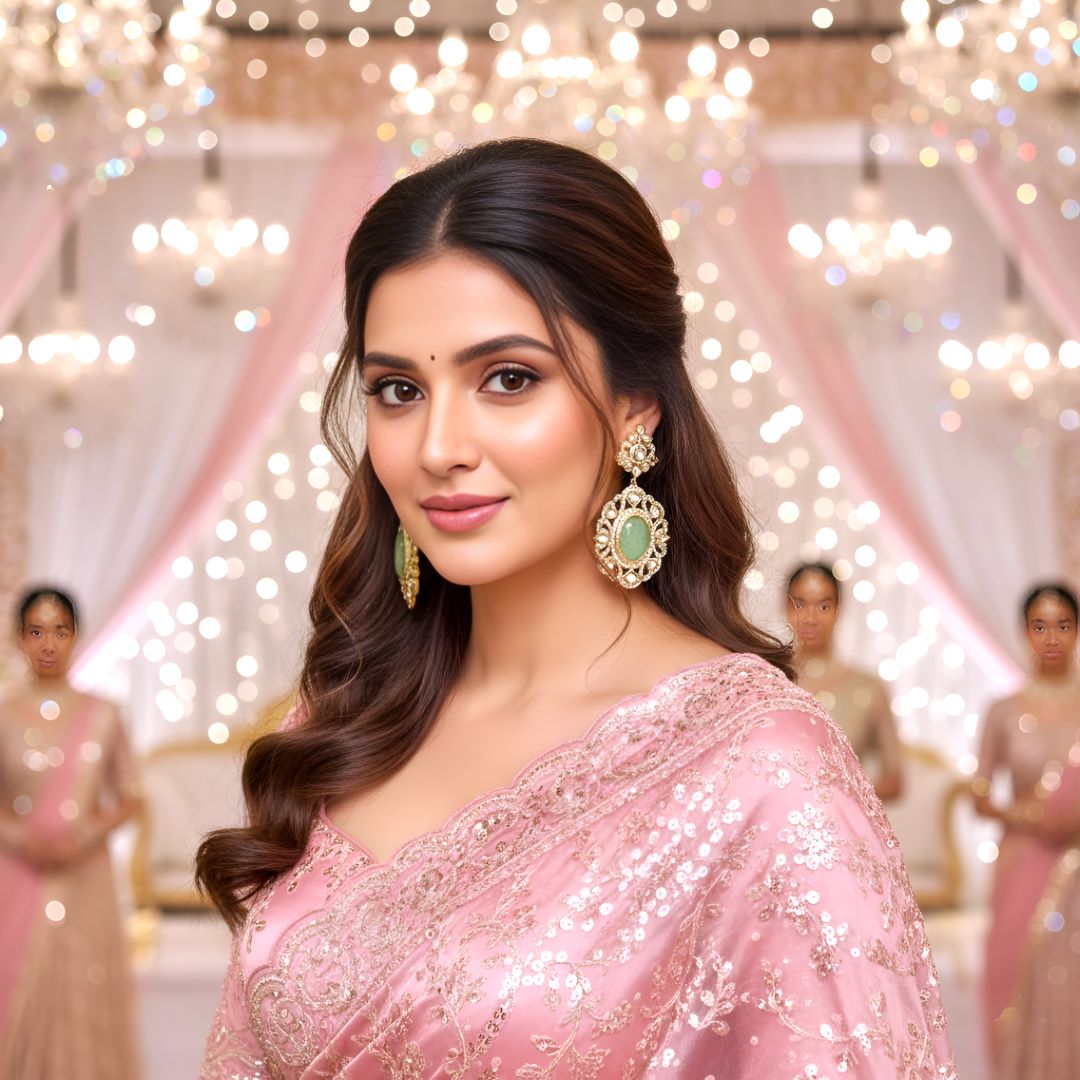 Mint Green Kundan Dangler Earrings