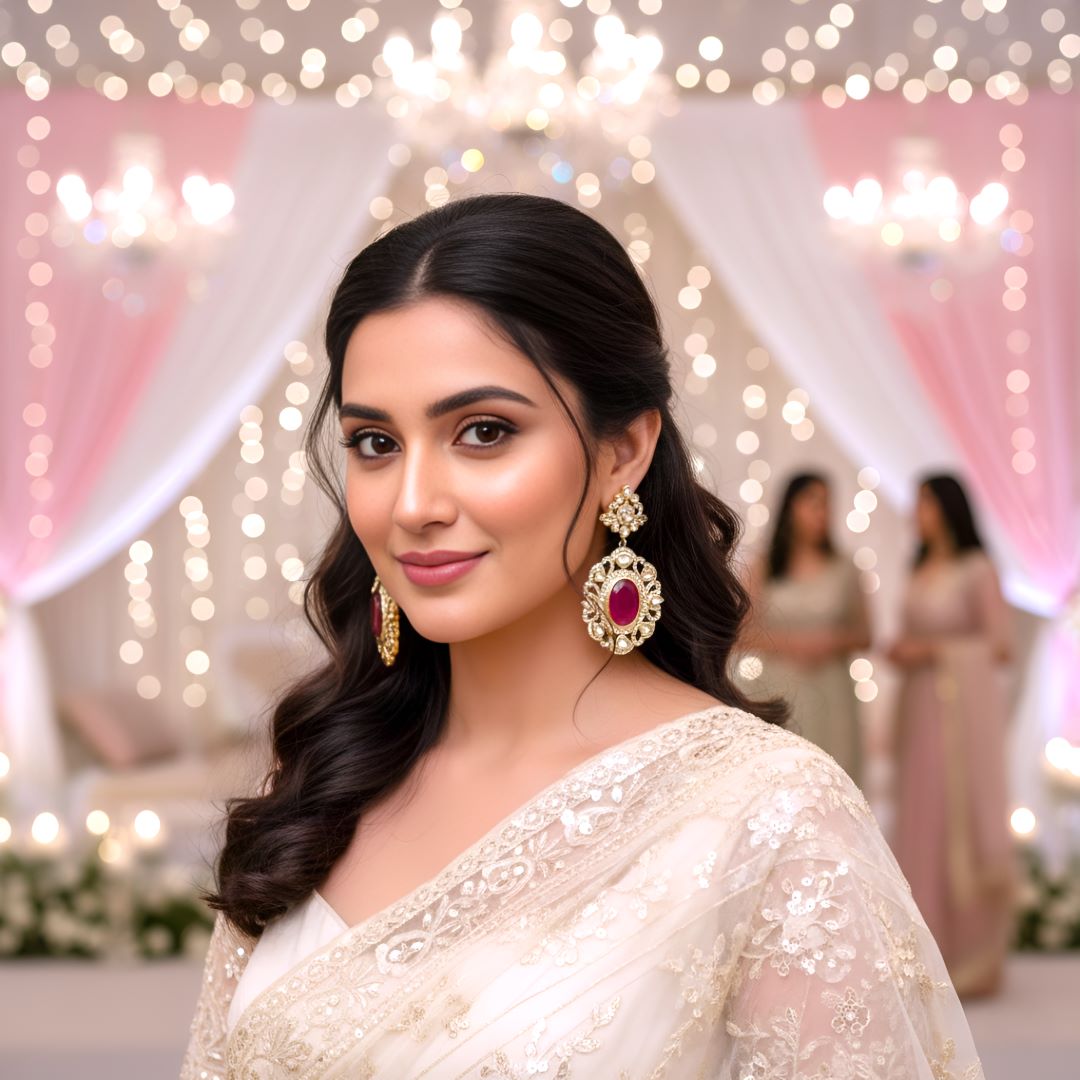 Rani Pink Kundan Dangler Earrings