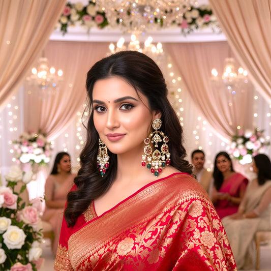 Multicolor Kundan Chandbali Earrings