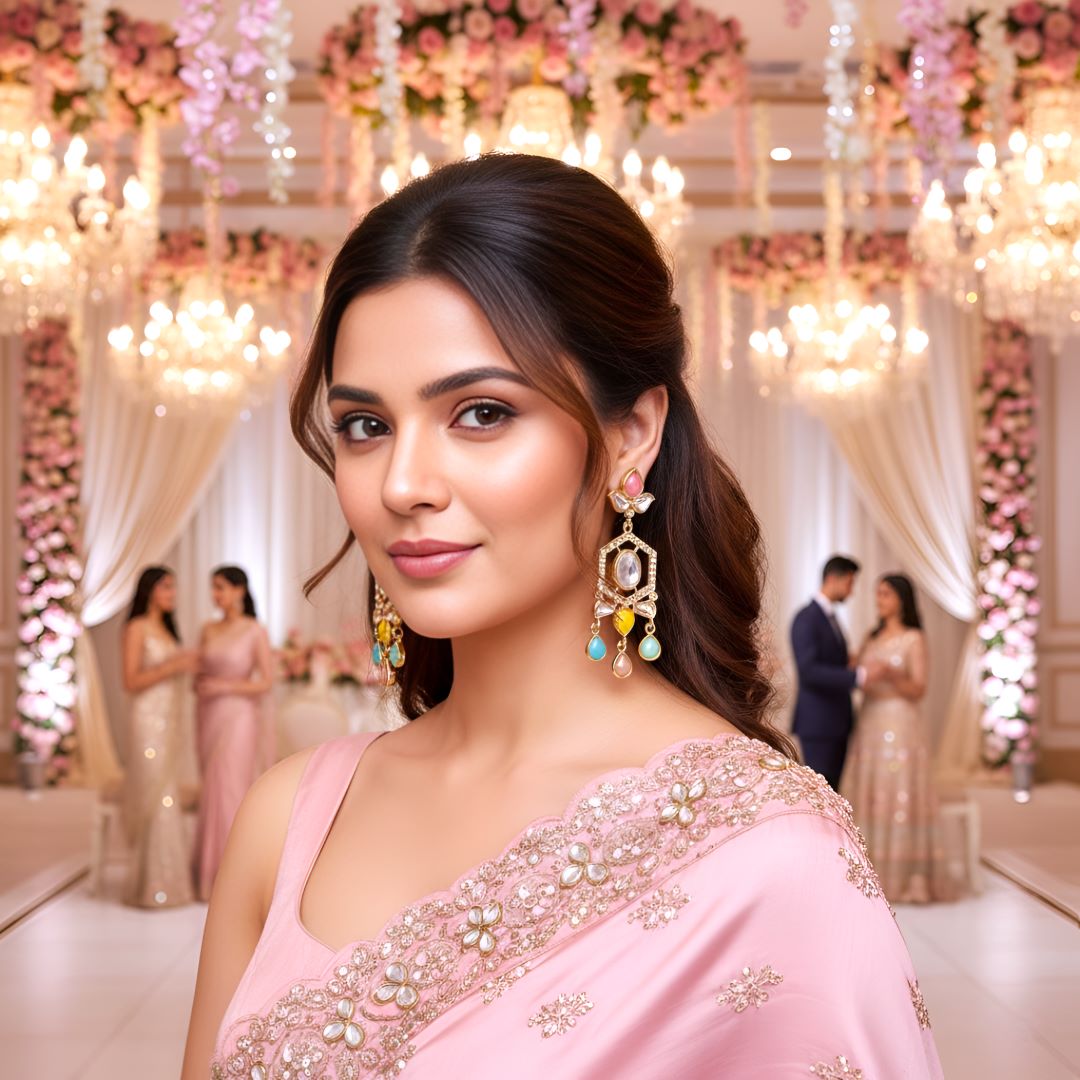Multicolor Kundan Dangler Earrings , Drop Earrings