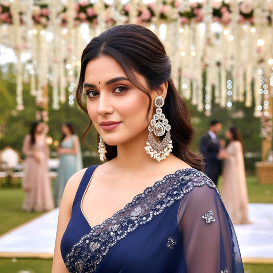 Golden Kundan Dangler Earrings