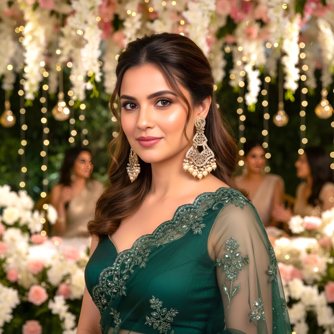 Golden Kundan Dangler Earrings