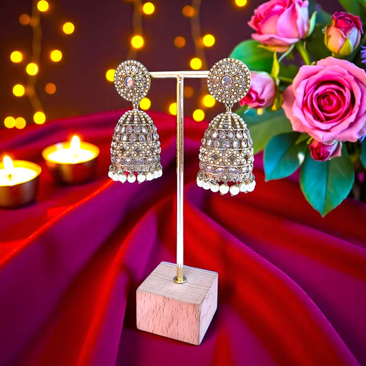 Golden  Kundan jhumkis Earrings