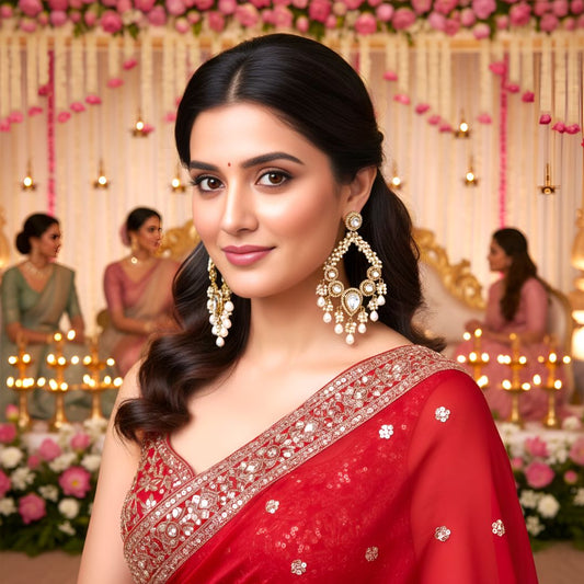 White Kundan Chandbali Earrings