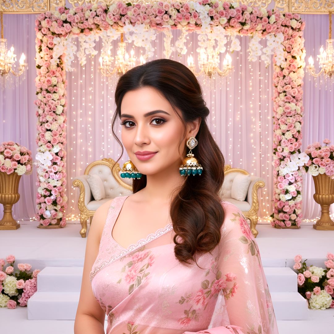 Emerald Green  Kundan Jhumki Earrings