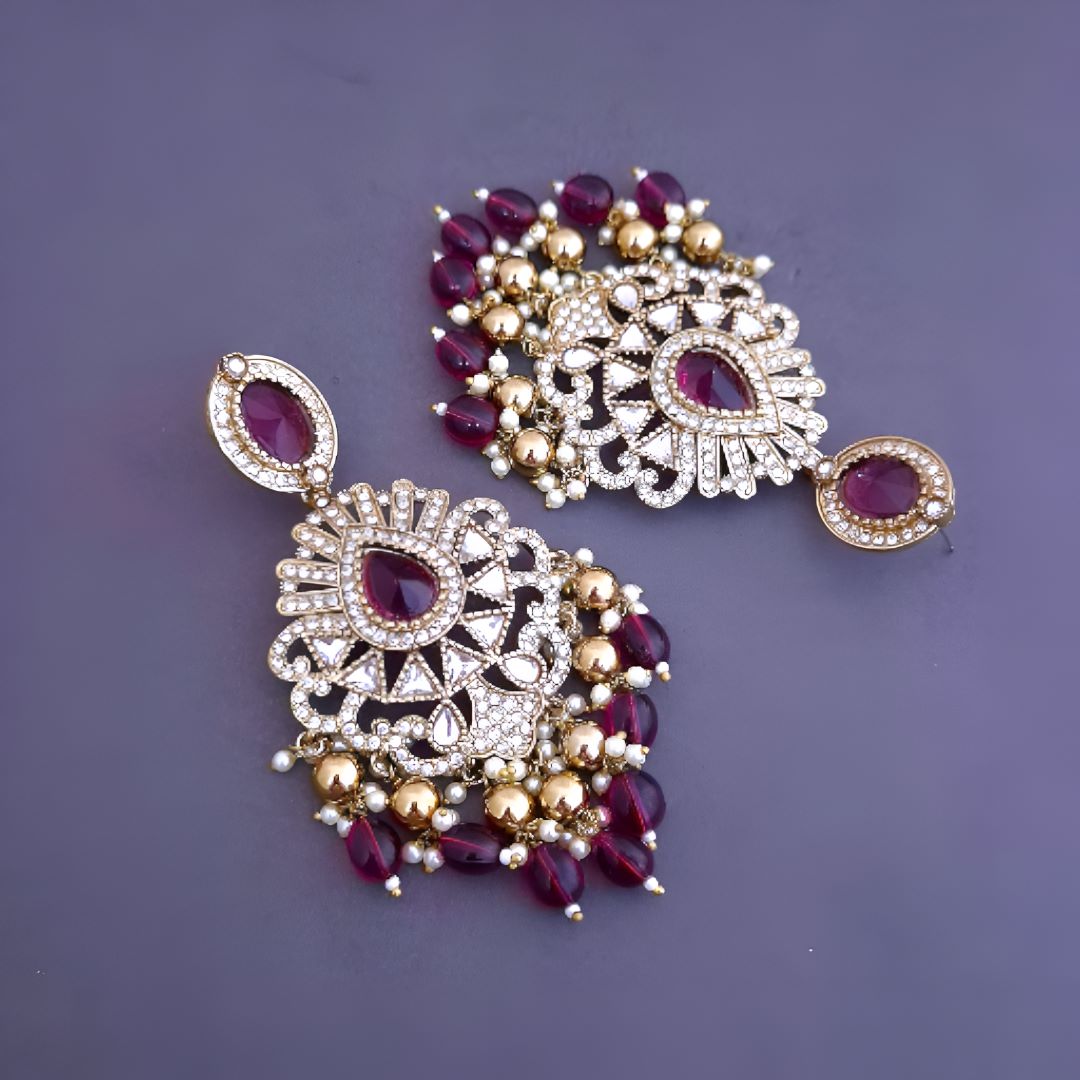 Purple Chandbali Earrings