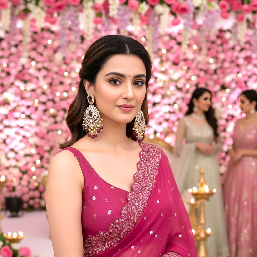 Purple Chandbali Earrings