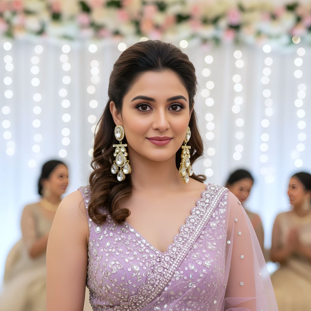 Silver Kundan Dangler Earrings