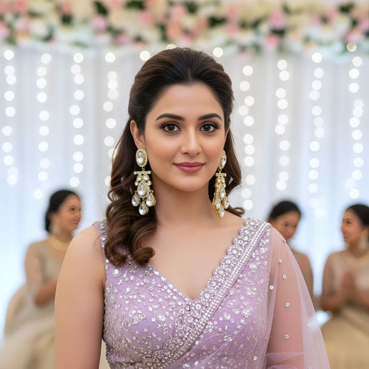 Silver Kundan Dangler Earrings
