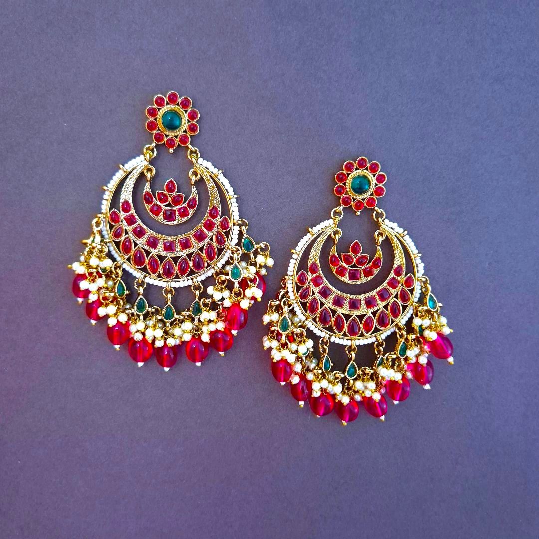 Multicolor Kundan Chandbali Earings