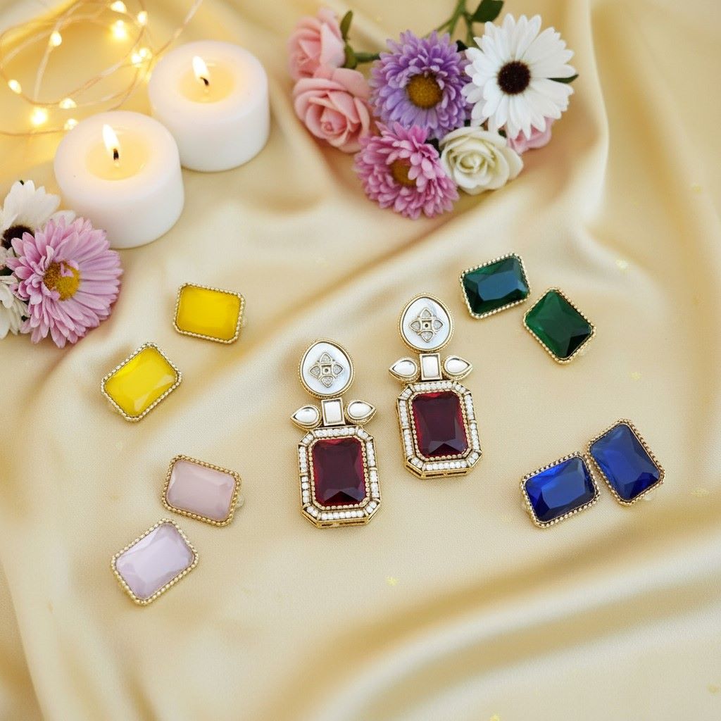 Multicolor Kundan Dangler Earrings, Drop Earrings