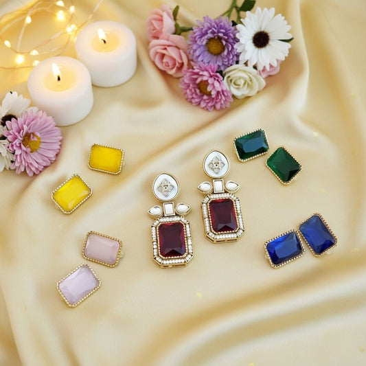 Multicolor Kundan Dangler Earrings, Drop Earrings