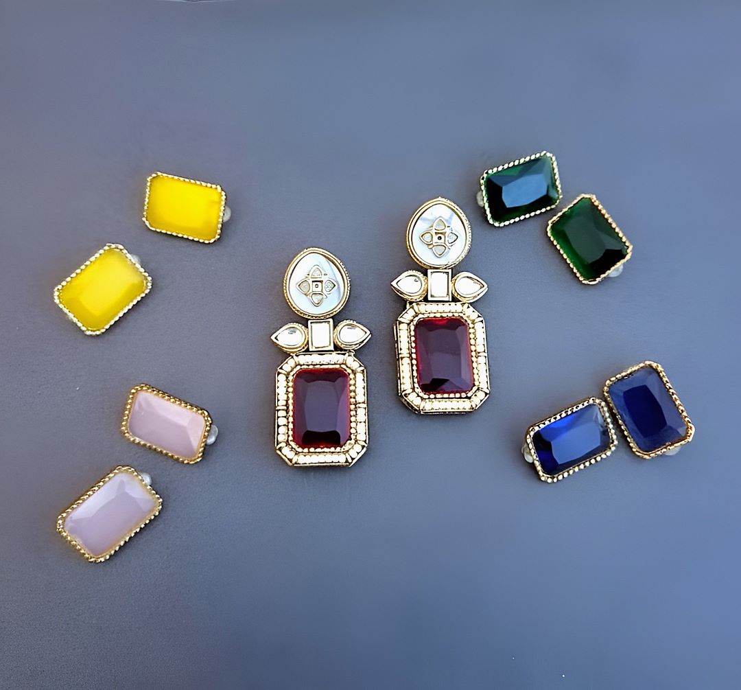 Multicolor Kundan Dangler Earrings, Drop Earrings