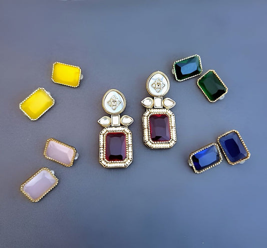 Multicolor Kundan Dangler Earrings, Drop Earrings