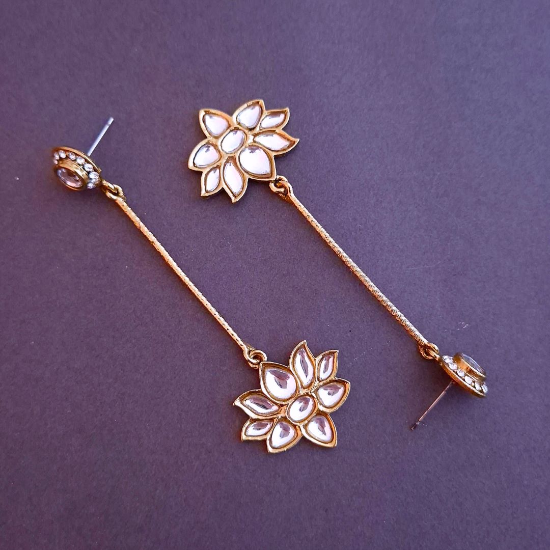  Golden Ethnic Earrings, Kundan earrings, Dangler Earrings